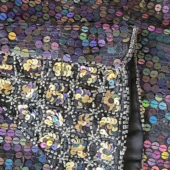 NWT Vintage Cee Cee Black Silk Sequin & Beaded High Rise Shorts Retro India MD - Picture 12 of 15